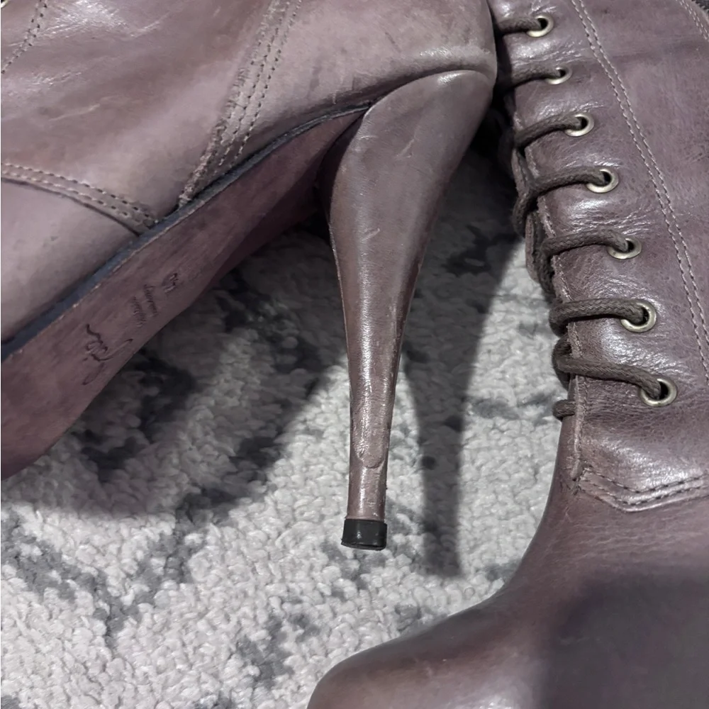 Joie Brown Over the Knee Lace-Up Boots - Picture 10 of 12